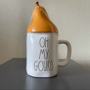 NWT. Rae Dunn OH MY GOURD Mug with Topper FALL